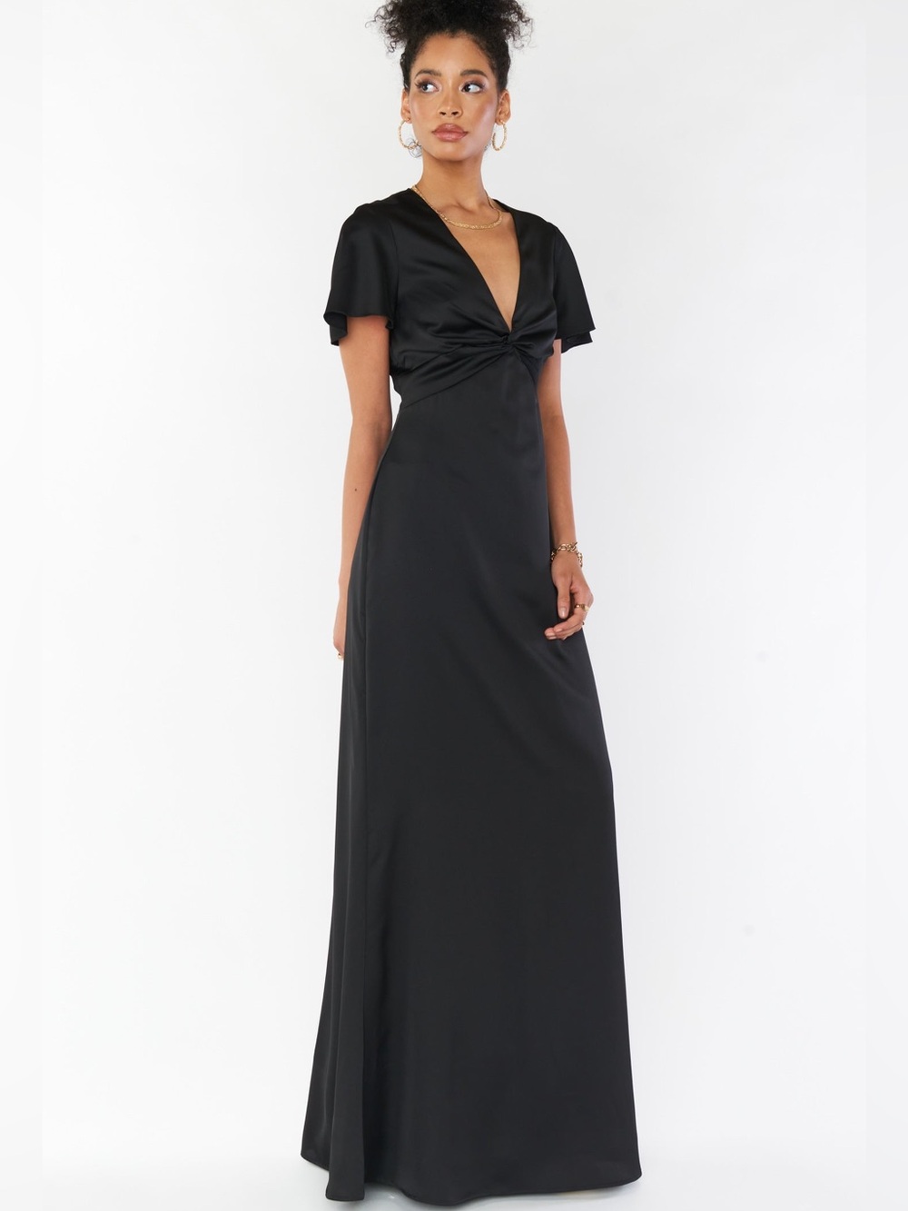 🖤 Show Me Your Mumu Rome Twist Gown Black Luxe Satin Size XL Formal Dress